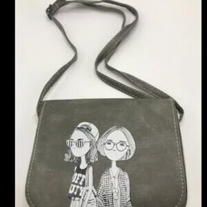 Women Bag gray color Shoulder Crossbody Bag PU Square Mob